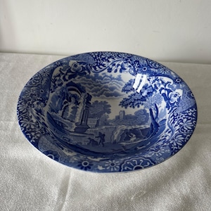 Copeland Spode Italian Blue & White Bowl – 24cm Vintage Transferware Pottery – Antique English Serving Dish Tableware Collectible