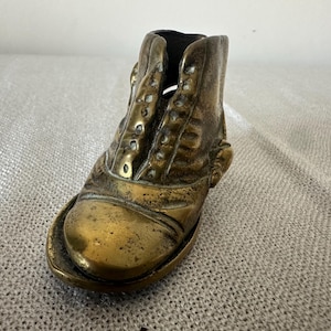 Vintage Brass Boot Match Holder | Fireside Accessory | Brass Match Safe | Country House Decor | 8cm
