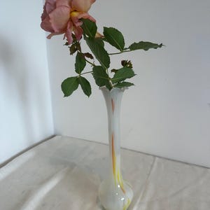 Tall Orange Flecked Confetti Glass Vase | 30cm Retro Style Statement Vase | Vibrant Vintage Display Piece | VGC