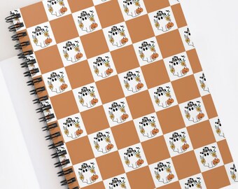 Cuaderno de espiral de calabaza fantasma: Diario de viaje de Halloween