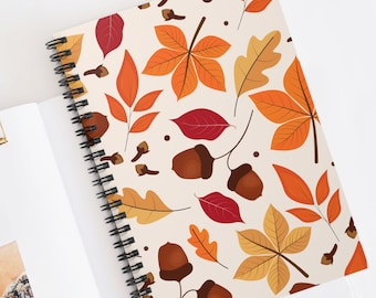 Autumn Leaves Spiral Notebook, Fall Journal (Ruled Line)
