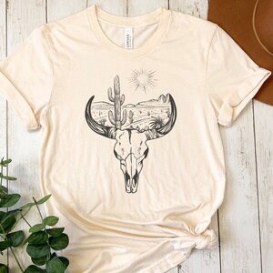 Cowskull Tshirt Western Shirt Desert Camping Shirt Cowgirl Shirt Desert Vibes Travel Shirt Desert Cactus Shirt Adventure Shirt Travel Gift