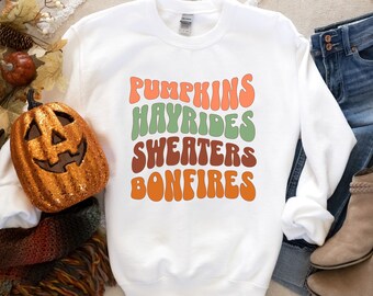 Fall Retro Sweatshirt Autumn Camping Sweatshirt Gift for Her