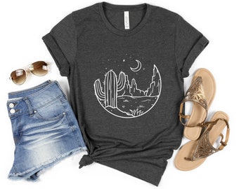 Desert Cactus T-Shirt, Western Graphic Tee, Camping Travel Shirt