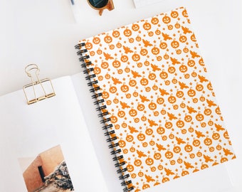 Pumpkin Notebook Office Supplies Cute Spiral Notebook Travel Journal Supplies Halloween Notebook Bat Notebook Halloween Journal Office Gifts