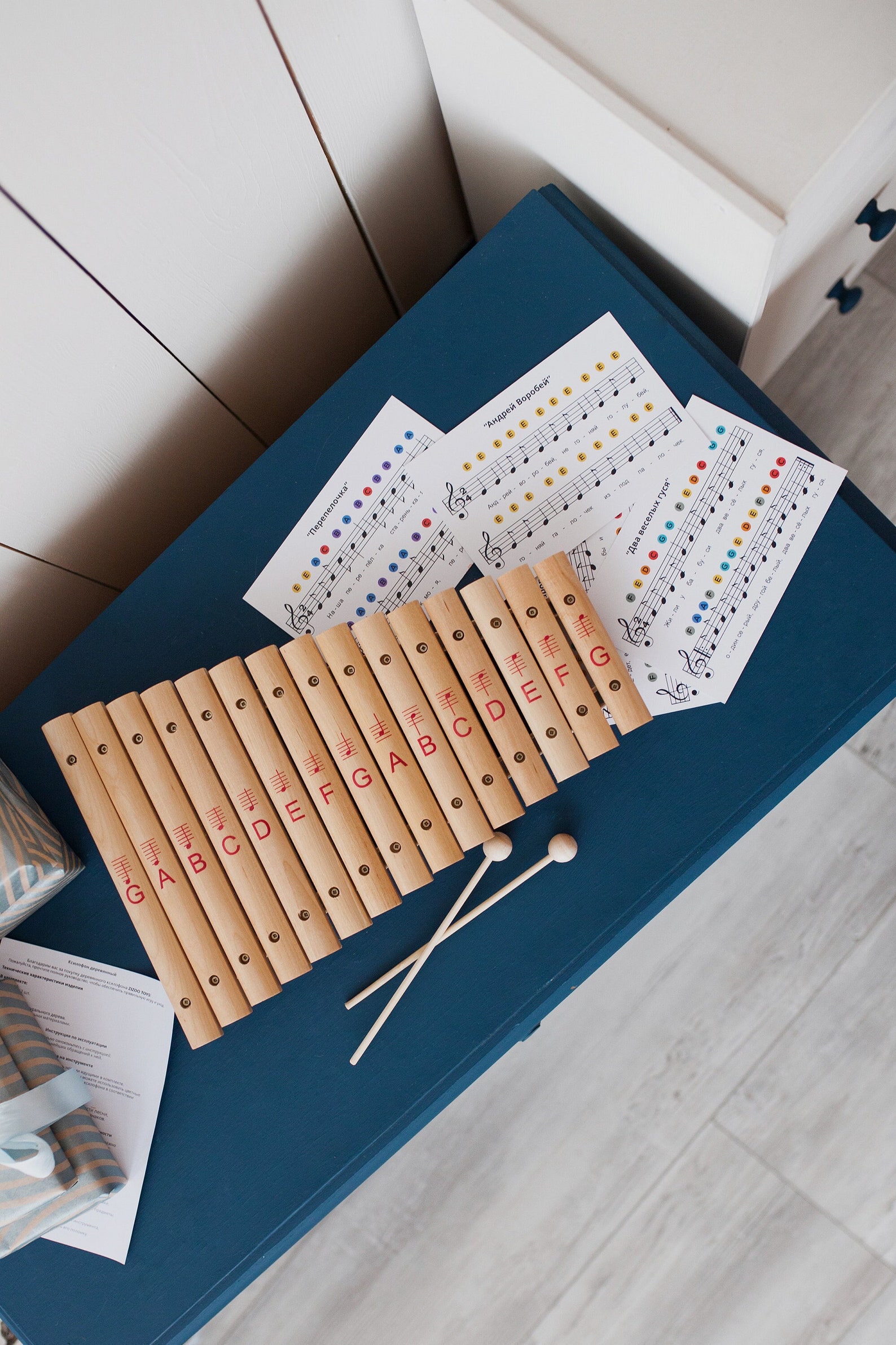 Montessori Wooden Xylophone Toy, Musical Instrument With Mallets - Etsy