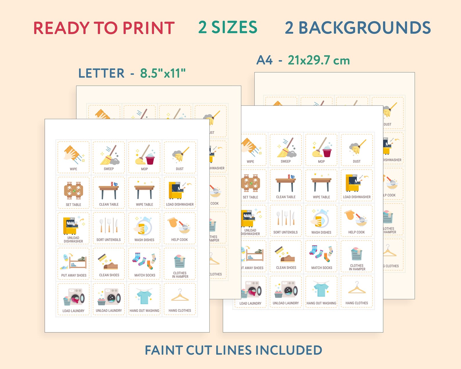 Chore Chart for Kids Editable Сhore Routine Cards Visual Schedule for ...