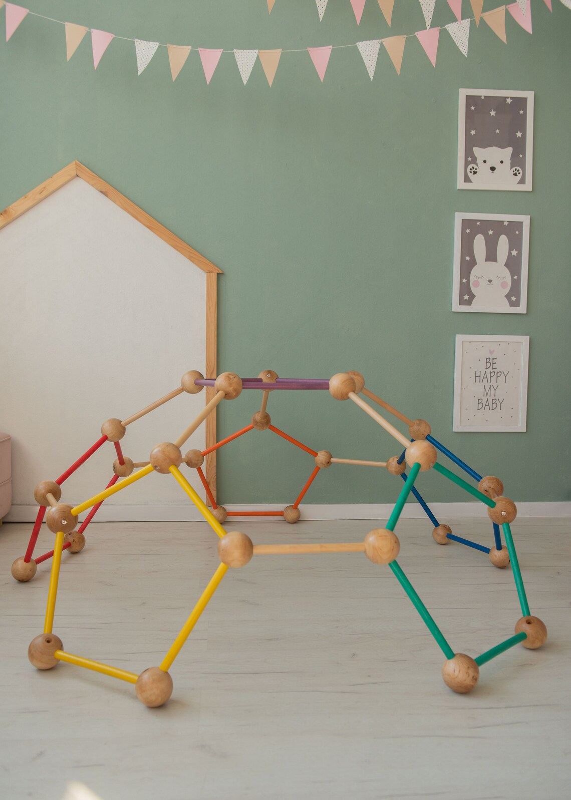 Indoor Climbing Dome, Kids Room, Wooden Climber, Climbing Toddler ...