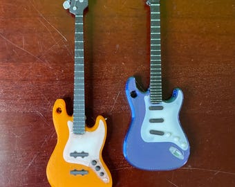 Mini Guitar Keychains – Electric & Bass Guitar for Music Lovers, Musician Gift, Rock Band Accessory, 3D Printed Keyring, Llavera, llavero