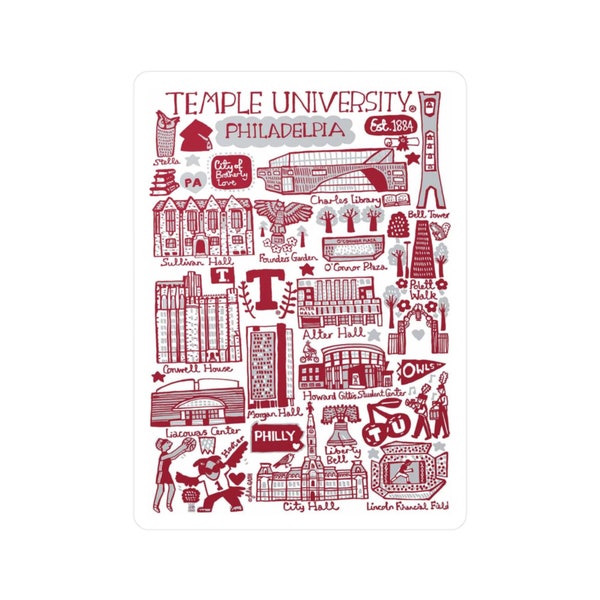 Temple University Sticker | College Accessory | Custom College Merch