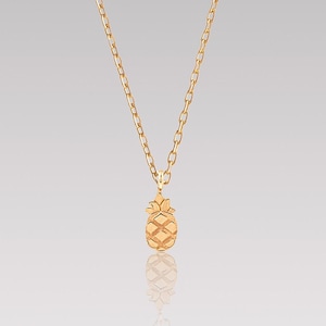 Tiny Pineapple Necklace in 14K Gold • Solid Gold Pineapple Pendant • Tropical Fruit Necklace • Birthday Gift For Women, Hawaiian Jewelry