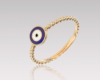 10k Yellow Gold Evil Eye Hamsa Hand Ring - Protective Symbol Jewelry, Size 4.5 - View #8