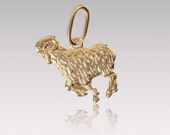 14K Solid Gold Aries Pendant Necklace, Aries Symbol Zodiac Pendant, Astrology Charm Necklace, Personalized Jewelry for Mother's Day Gift
