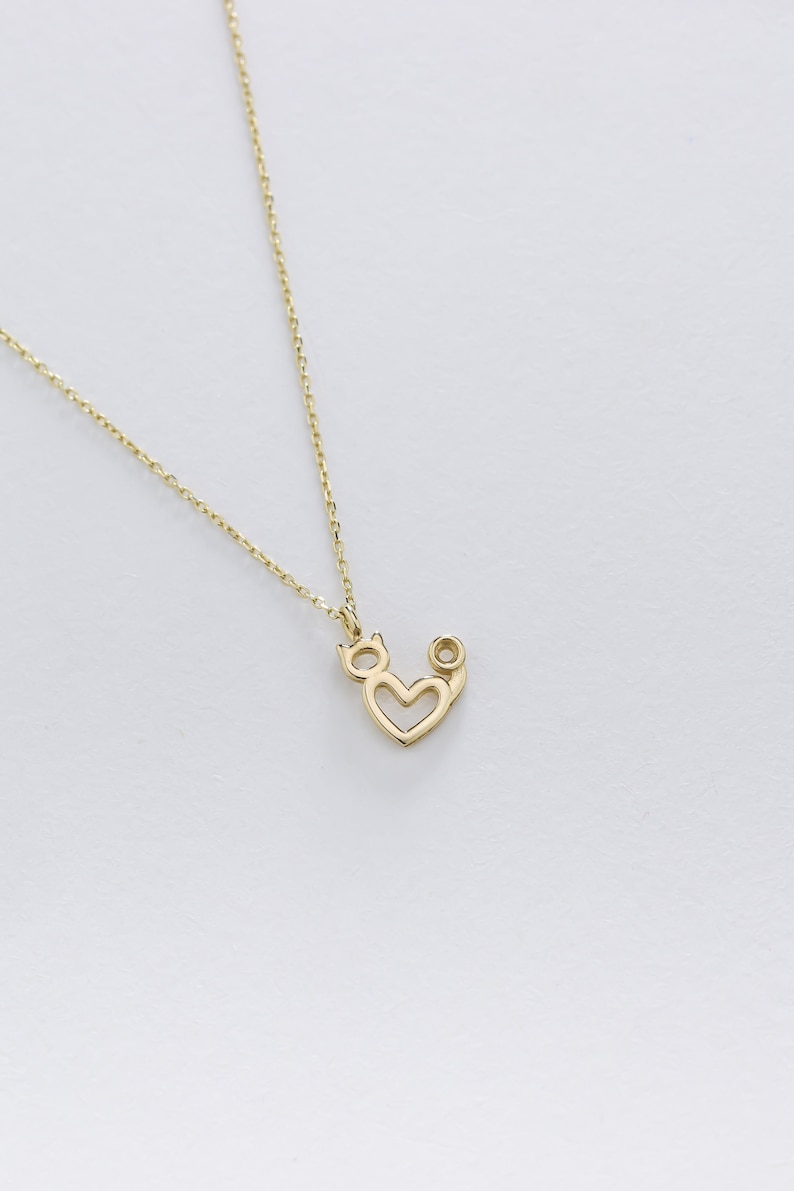 14K Solid Gold Heart Necklace, Minimalist Heart Necklace, Gold Open Heart Pendant Necklace, Dainty Love Necklace, Valentines Day Gift image 5