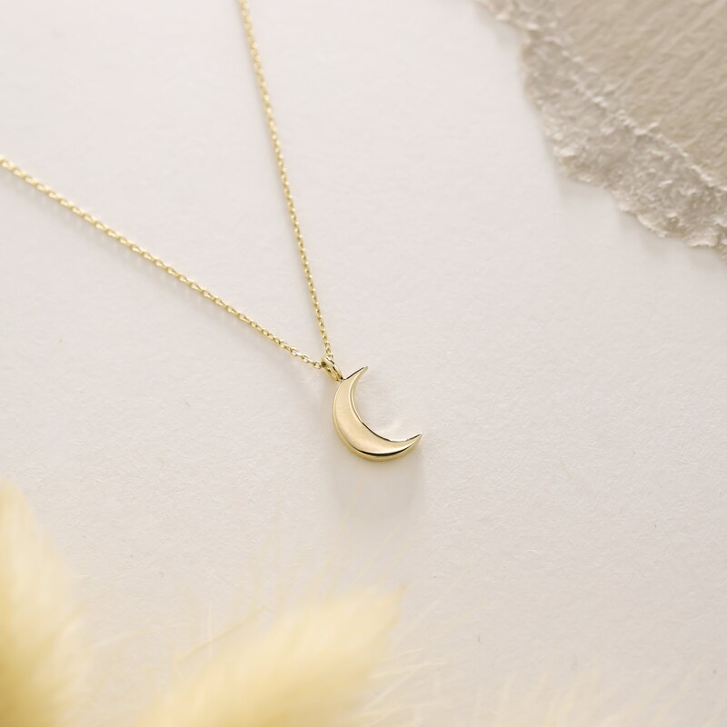 Gold Jewelry For Women Gold Necklace Befettly Moon Pendant Necklace - 14K Gold Fill Dainty Hammered Moon Phase Choker Gold Necklace Women