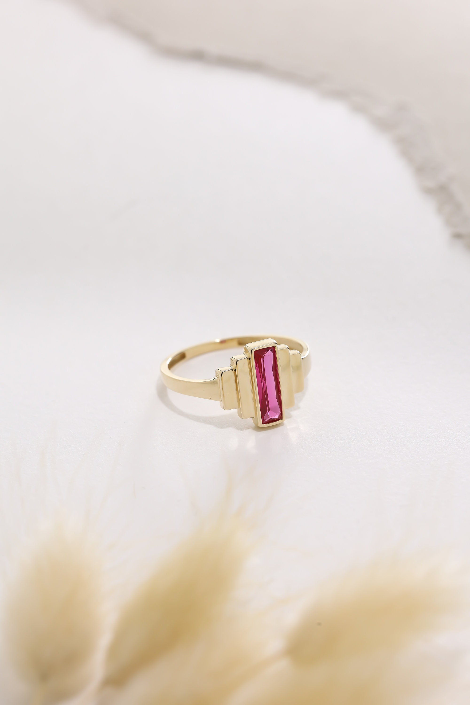 handmade ruby stone stacking ring delicate... 14K Solid Gold Ruby Ring, Stacking Gold Piano Ring, Gold Sticks Ring ...