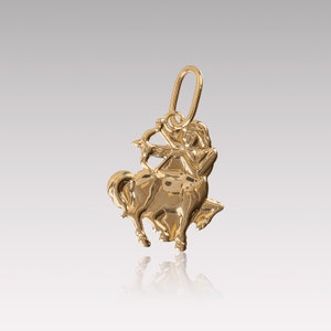 14k Solid Gold Sagittarius Necklace, Sagittarius Zodiac Pendant, Realistic Astrology Charm, Mother&#39;s Day Gift, Sagittarius Gift for Friend
