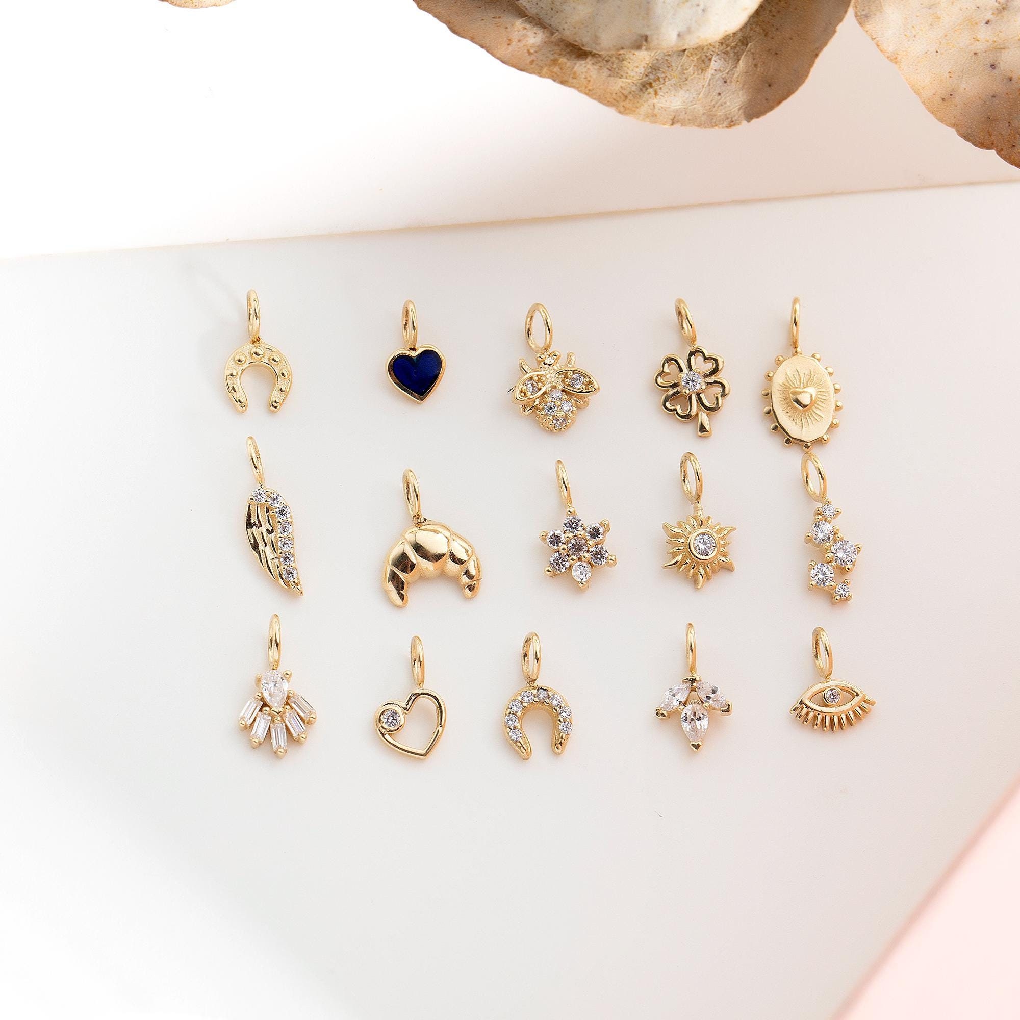 14K Gold Charms for Necklace, Pick Your Solid Gold Charms with Jump Ring, Real Gold Pendant, Jewelry Making Bracelet Charms, Gift for Her
