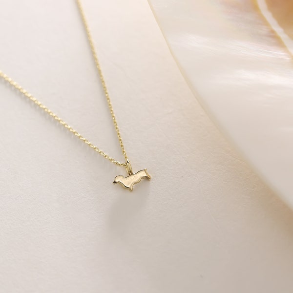 Minimalistische Gold Dackel Halskette für Frauen, zierliche Gold Dackel Halskette, Gold Tier Halskette, Gold Hund Anhänger, Valentinstag