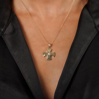 Collana Donna Con Ciondolo Croce Martellata - Placcata Oro 14kt, Ipoallergenica, Lunga 45,7 Cm, Gioiello Vintage Per Fede E Regalo
