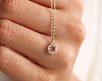 Minimalist Gold Circle Necklace For Women, Dainty Gold Karma Necklace, Gold Circle Pendant, Gifts For Her, Birthday Gifts, Gifts For Mom
