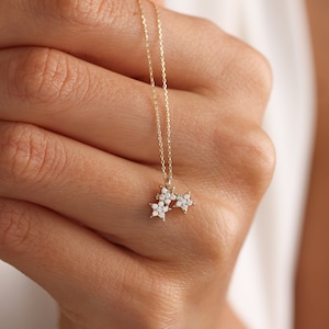 Three Star Necklace, Dainty Star Necklace, Handmade Jewelry, Gold Star Charm, Trio Star Necklace, Gold Triple Star, Mother's Day Gifts