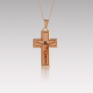 14K Gold Jesus On The Cross Necklace • Solid Gold Crucifix Pendant Necklace • Jesus Crucifixion Pendant • Catholic Jewelry • Christian Gifts