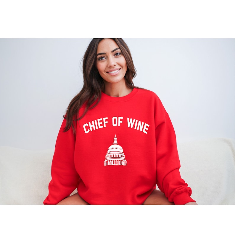 Chief of Wine Red Crewneck Sweatshirt, Sommelier Sweater, Winemaker Gift, Wine Director, Funny Chief of Staff, Wine Shop Clothes, US Capitol image 1