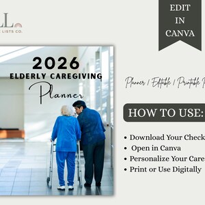 2026 Elderly Caregiving Planner Printable | Editable Caregiver Organizer PDF | Senior Care Binder | Medical & Daily Log image 5