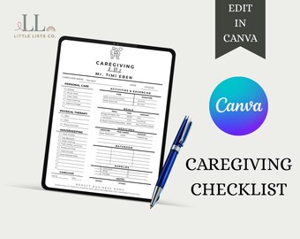 Lista kontrolna opieki do druku | Planer opieki nad osobami starszymi w formacie PDF (edytowalny)