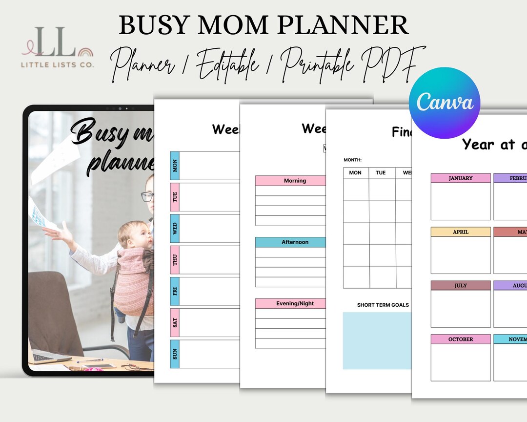 Busy Mom Daily Planner | Editable Schedule PDF (digital Download) - Etsy