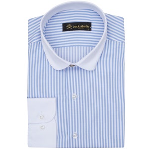 Chemise sans repassage en coton slim Bleu clair