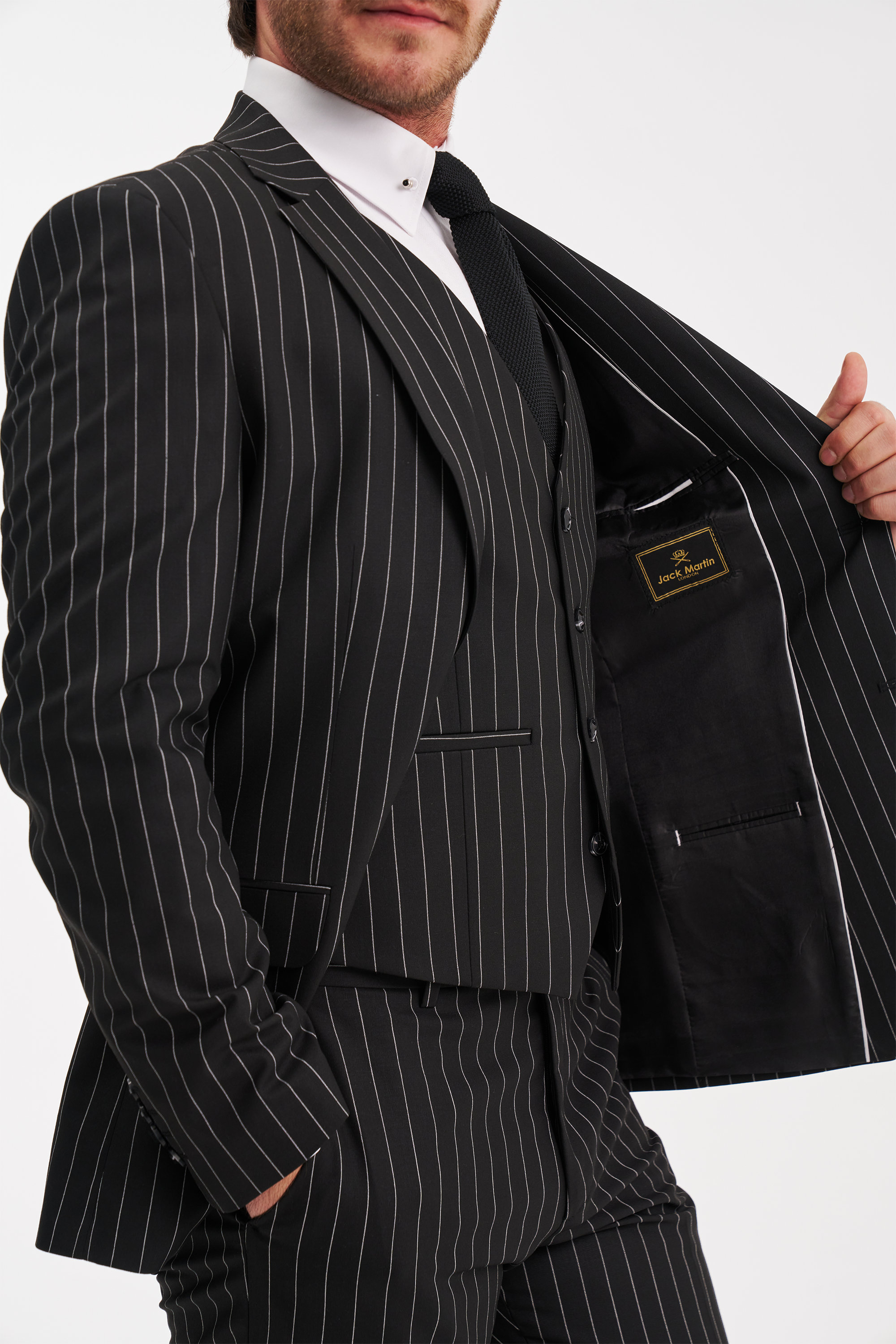 Jack Martin Mens Black Pinstripe 3 Piece Suits for Men Designled — free download