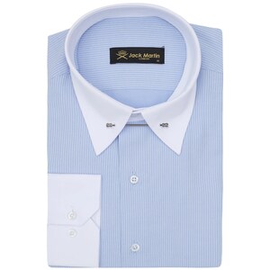 Camisas de vestir de manga larga con cuello de alfiler a rayas azules para hombres / camisas formales elegantes con botones para hombre con barra de cuello / regalo para hombres