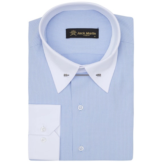 Pin Collar Long Sleeve Dress Shirts for Men | Mens Button Up Stylish Shirts