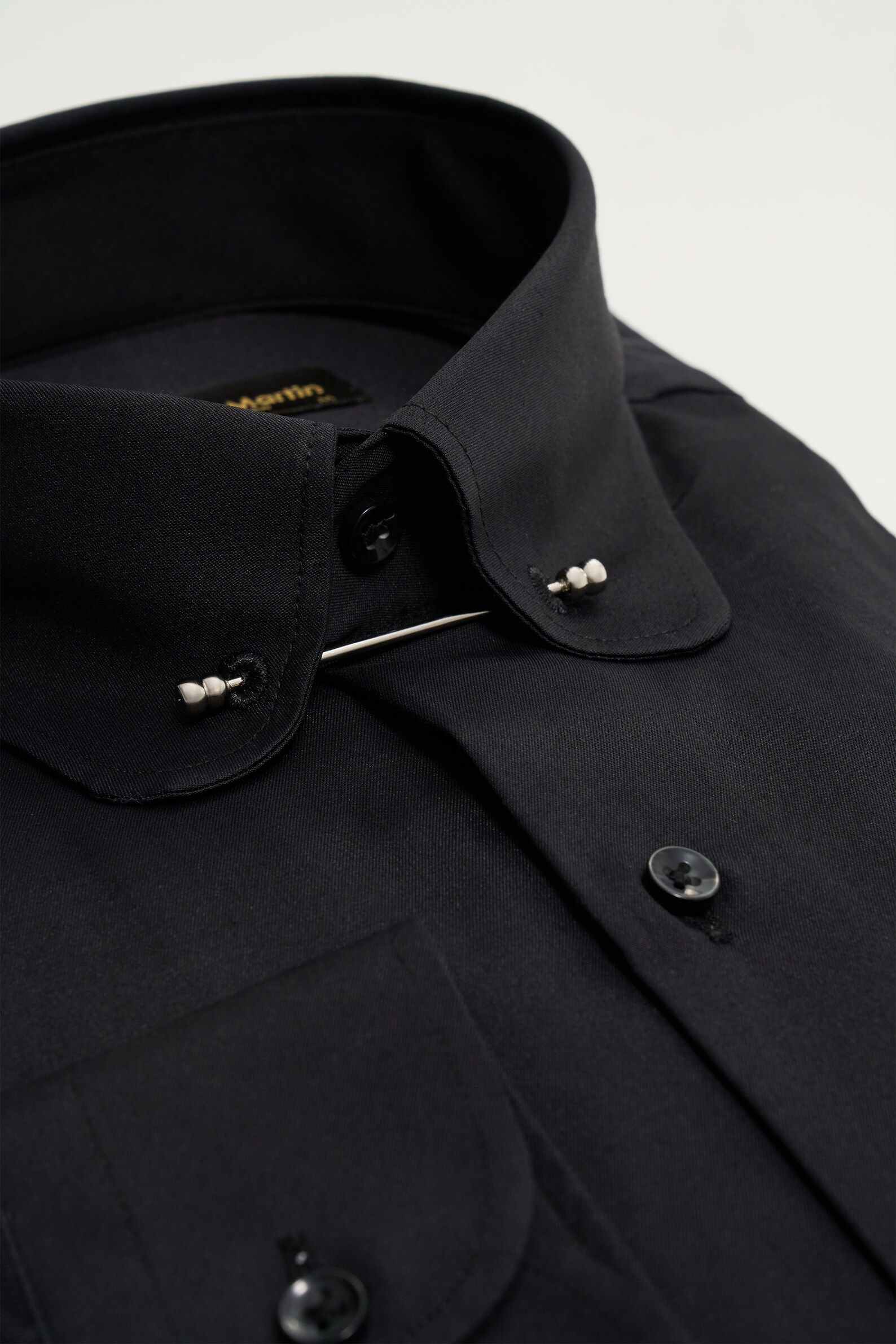 Black Club Collar Long Sleeve Dress Shirts for Men With Pin Collar — free download