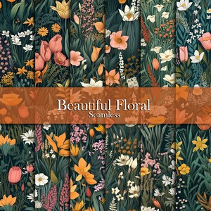 Beautiful Floral Digital Paper - SEAMLESS - 12 Designs - 12x12in - Commercial Use