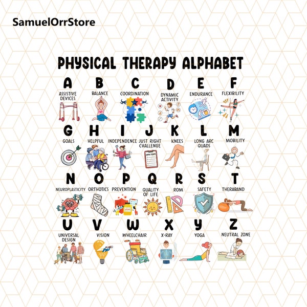 Physical Therapy Alphabet Png, PT Alphabet Png, Physical Therapist Assistant Png, ABC of Physical Therapy Png, PT Squad Png, Pta Pt Gift