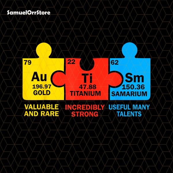 Autism Periodic Table Png, Autism Awareness Png, Special Education Teacher Png, Autism Png, Autism Support Png, SPED Teacher Autism Gift