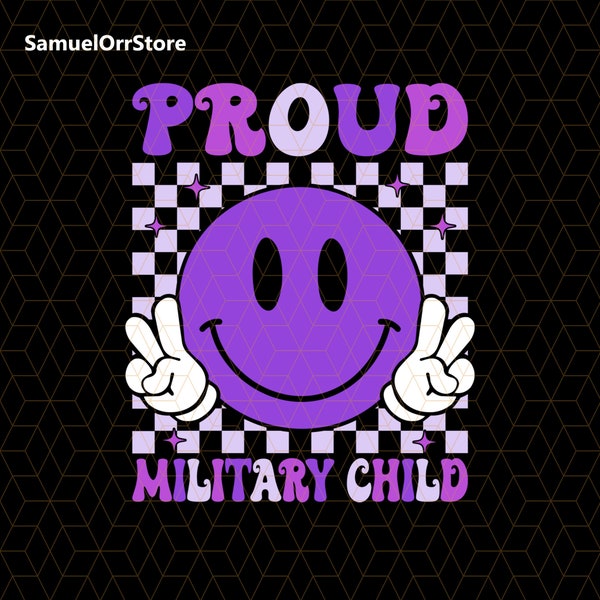 Png enfant militaire fier et groovy, Png mauve pour enfant militaire, png mois enfant militaire, Sensibilisation des enfants à l'armée png, Smiley png