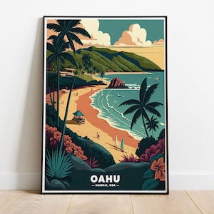 Oahu, Hawaii Premium Print, United States, City Nature Travel Poster, Wall Art, Prints, Posters, Home Decor