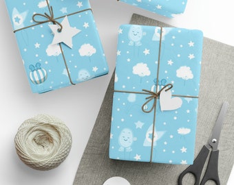 Baby Shower Wrapping Paper - Infant Boy Baby Shower or Little Boy Birthday Wrapping Paper - Celebrate Life's Little Wonders