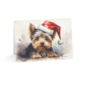 Yorkie Santa Paws Christmas Card - Yorkshire Terrier Dog Lover Christmas Greeting Card