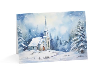 Snowy Church Winter Christmas Card