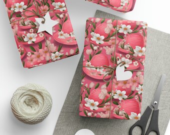 Blossom Bonnets: Pink Easter Wrapping Paper - Easter Gift Wrap