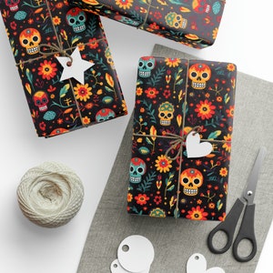 Papel de embrulho para a celebração de Calavera - em homenagem ao Dia de los Muertos e à cultura mexicana