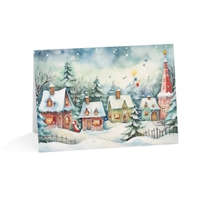 Snowy Christmas Village Holiday Greeting Card