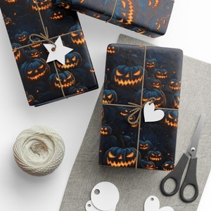 Menacing Jack-o-Lantern - Scary Pumpkin Halloween Wrapping Paper - Unveil the Spookiness