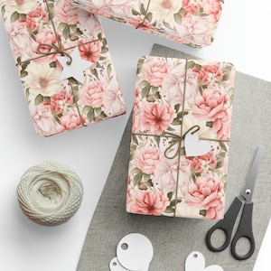 Blossoming Petals Gift Wrapping Paper - Romantic Roses and Peonies Gift Wrap