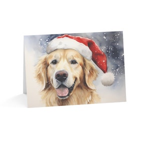 Kerstkaart Golden Retriever Santa Paws - Kerstwenskaart hondenliefhebber